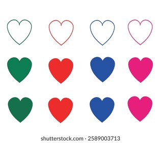 Vector heart icons, vector ilustration, Various simple vector heart love icon,  Template for Valentine's day, wedding
