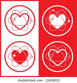 Vector heart icons. Red and white. Simply change.