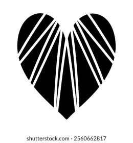 Vector heart illustration. Graphic monochrome drawing. Hand drawn heart outline sketch, ink illustration. Design element for wedding invitation, Valentines day card, tattoo, logo