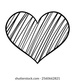 Vector heart illustration. Graphic monochrome drawing. Hand drawn heart outline sketch, ink illustration. Design element for wedding invitation, Valentines day card, tattoo, logo