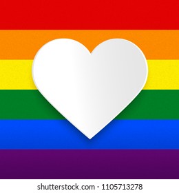 Vector heart illustration on rainbow background, LGBT love celebration