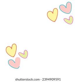 Vector with a heart image on the bottom right and bottom left that has the same shape