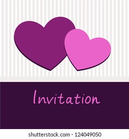 Vector heart invitation frame. Purple valentines Day card