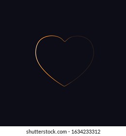 Vector heart isolated on black background, happy valentine's day