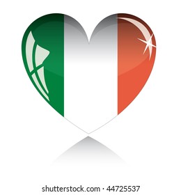 Vector heart with Italy flag texture isolated on a white background.