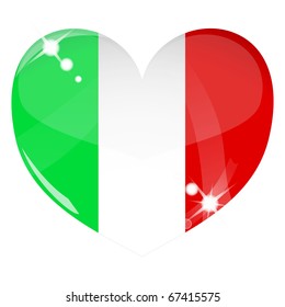 Vector heart with Italy flag texture isolated on a white background. Flag easy to replace