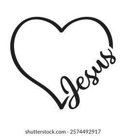 Vector heart with Jesus, Christian clipart, Religious vector sign