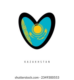 El corazón vector con la bandera de Kazajistán, aislado