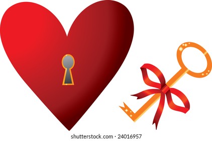 Vector heart and key