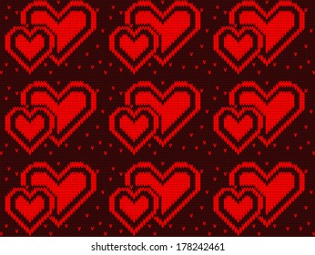 vector heart knitted background