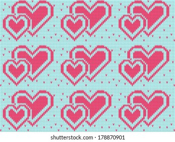 vector heart knitted background