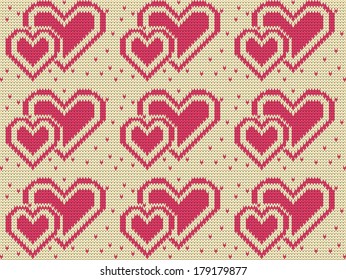 vector heart knitted background