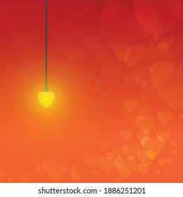 Vector : Heart lamp with heart background