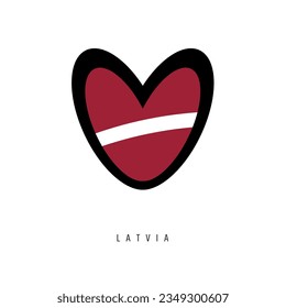 The vector heart with Latvia flag, isolated