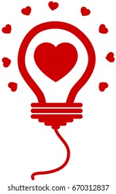 Vector heart in light bulb icon
