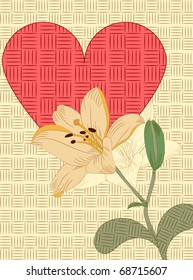 vector heart and lily. clipping mask