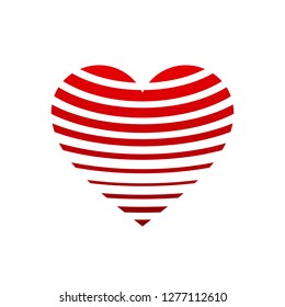 Vector heart logo. Logo of love red heart made of abstract geometric shapes and lines.