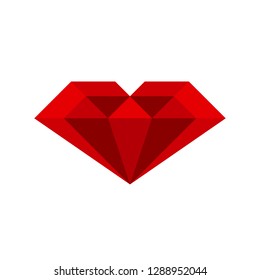 Vector heart logo. Logo of love red heart made of abstract geometric polygon shapes.
