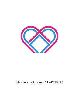 vector heart logo, symbol of Love. Sign of Valentine's Day, emblem of white background, love