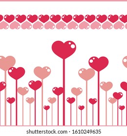 Vector Heart Lolipop With Heart Line Seamless Pattern Background On White Surface