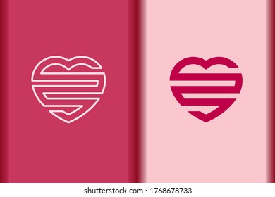 Vector heart, love icon minimal flat simple heart concept symbols. curve line and object shape creative logo design isolated on background.