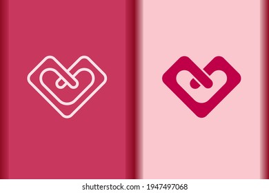 Vektorherz, Liebessymbol minimalen flachen, einfachen rosa Herzensymbole. Linie und Objektform kreatives Logo-Design einzeln auf Hintergrund.