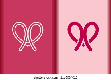Vector heart, love icon minimal flat simple pink heart concept symbols. Line and object shape creative logo design isolated on background.