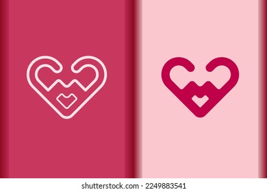 Corazón vectorial, icono de amor, símbolos de concepto de corazón simple y llano. Forma de línea y objeto diseño de logotipo creativo aislado en segundo plano.