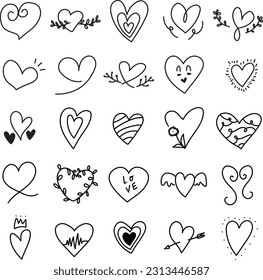vector, corazón, amor, icono, símbolo, fondo, valentina, romántico, forma, gráfico, diseño, conjunto, ilustración,