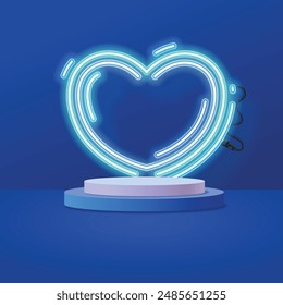 Vector of heart. Love sign with product podium.