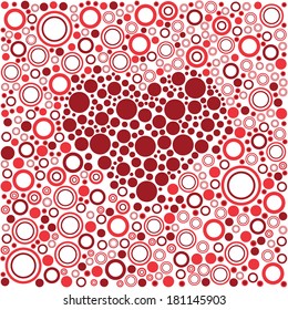 Vector heart made from color circles. Vector illustration.