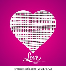 Vector heart made from color stripes, Happy Valentine card