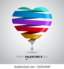 Vector heart made from color stripes, Jappy valentines day theme card