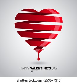 Vector heart made from color stripes, Jappy valentines day theme card