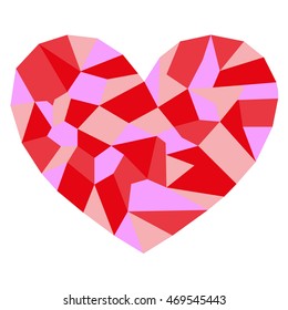 Vector heart made from color triangles