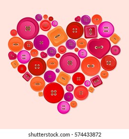 vector heart made of colorful buttons