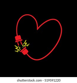 Vector Heart Made Electric Line Plug Stock Vector (Royalty Free) 647833522