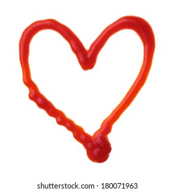 Vector heart is made of ketchup