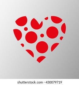 Vector heart made of red circles