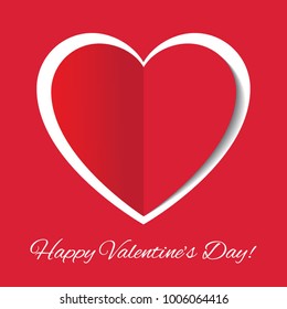 Vector heart made of red paper with shadow. Happy Valentine's Day!