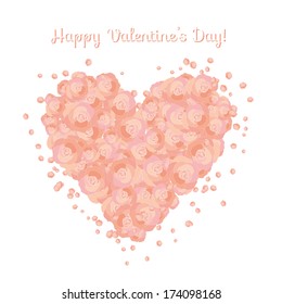 vector heart made of roses for valentine's day