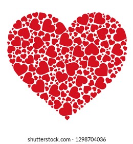 vector heart made of small hearts on white background