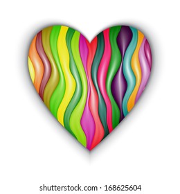 Vector Heart Made from Vertical Colorful Stripes