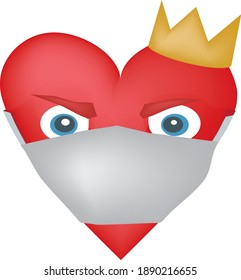 Corazón vector con máscara médica