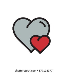 Vector Heart mini Icon cartoon red color