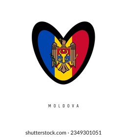 The vector heart with Moldova flag, isolated