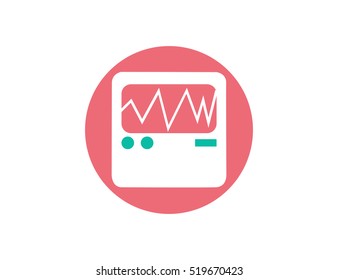 Vector heart monitor icon. Flat design style