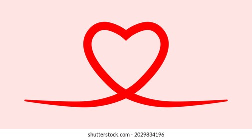 vector heart in monoline style on pink background