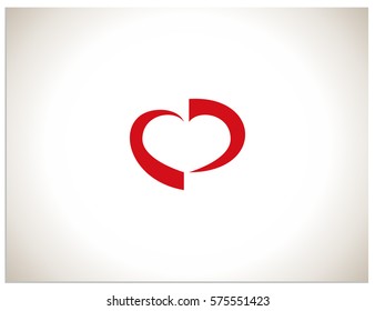 Vector heart in the negative space, formed by two rounded shapes.