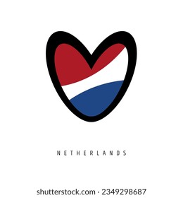 The vector heart with Netherlands flag, isolated